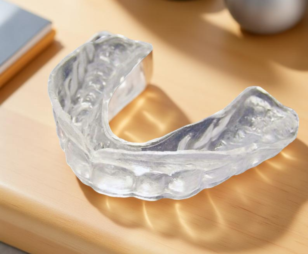 Custom night guard used during sleep at Dental Arts Toronto for TMJ and teeth grinding relief