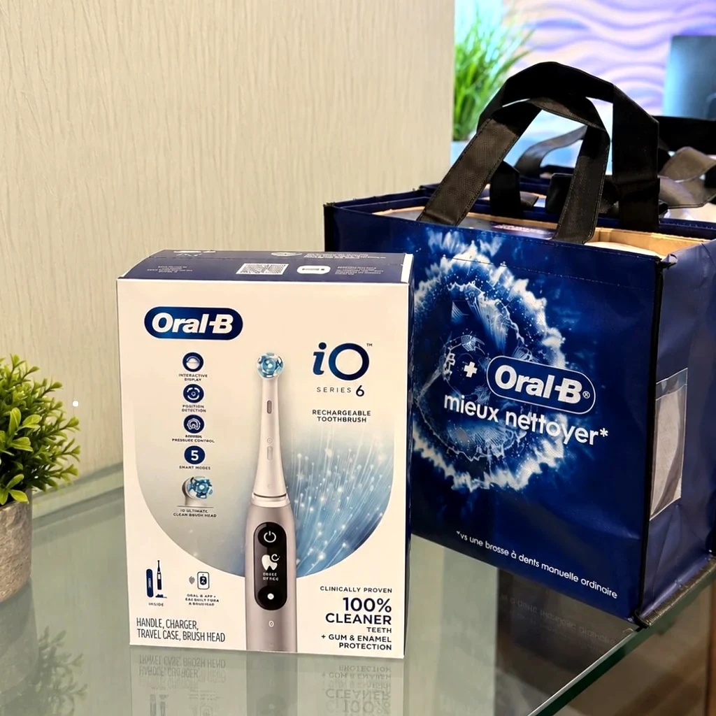 Oral-B iO Series 6 electric toothbrush for the Dental Arts Toronto new patient cleaning and exam offer