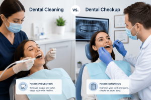 Comparison of a dental cleaning and dental checkup appointment